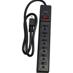 6 Outlet Black Surge Strip with 3' Cord