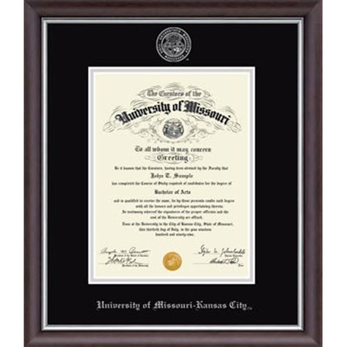 University of Missouri Kansas City Devonshire School of Medicine Silver Diploma Frame