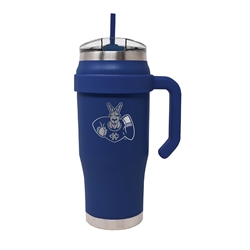Blue Mascot Engraved Travel Mug with Handle