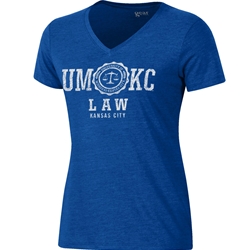 Blue V-neck Tee Relaxed Triblend UMKC Law Faux Seal Scales Kansas City