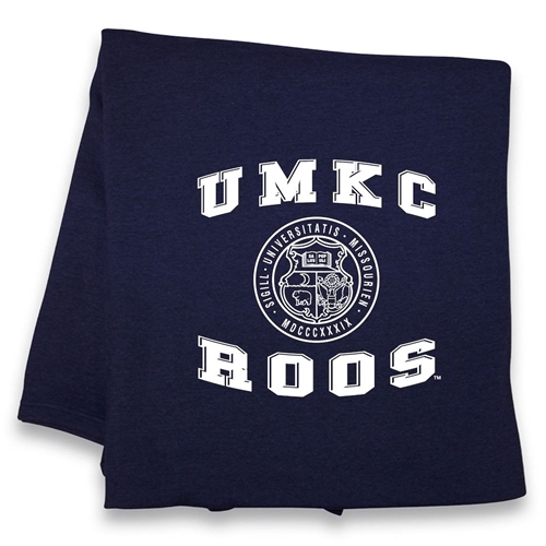 UMKC Roos Seal Dark Blue Sweatshirt Blanket