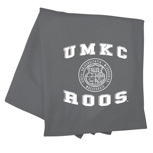 UMKC Roos Seal Grey Sweatshirt Blanket