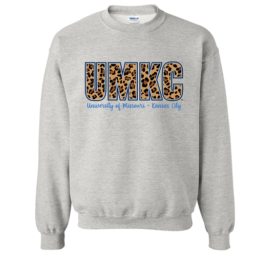 Grey Women's UMKC Leopard Print Crew Sweatshirt