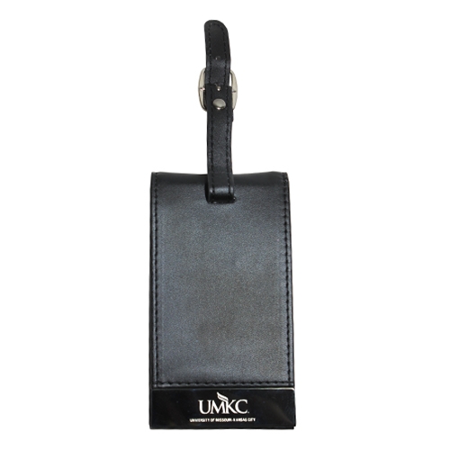 UMKC Black Leather Luggage Tag