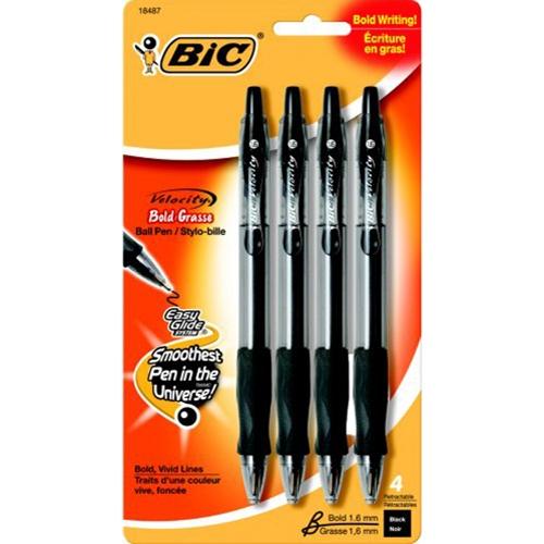 BIC Velocity Bold Fashion Retractable Ball Pen, Bold Point (1.6 mm),  Assorted, 4-Count : Buy Online at Best Price in KSA - Souq is now  : Office Products