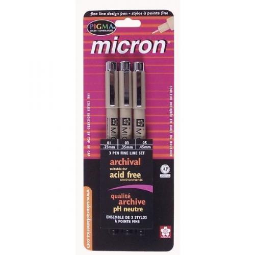 Pigma Micron Black Fine Line Design Pen Pack of 3