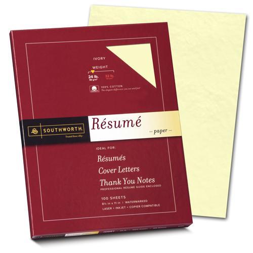 100% Cotton 24lb Ivory resume Paper (100 Sheets)