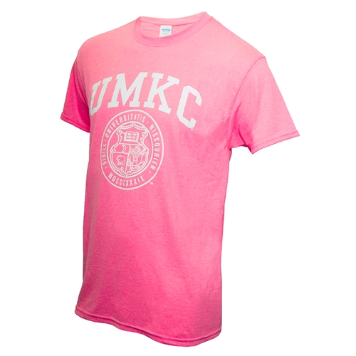 UMKC Official Seal Bright Pink Crew Neck T-Shirt