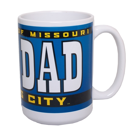 UMKC Roos University of Missouri Kansas City Dad White and Blue Ceramic Mug