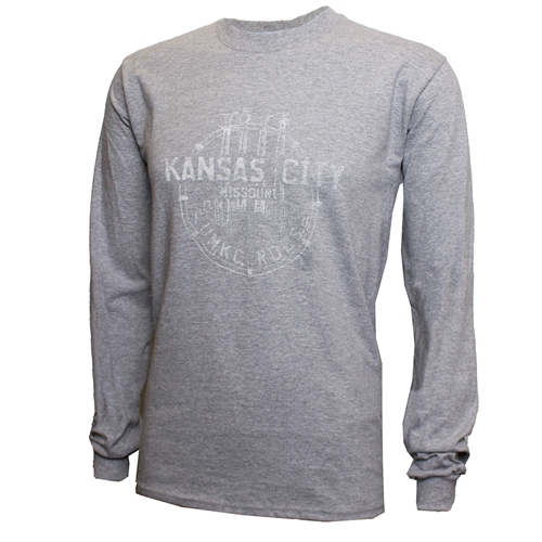 UMKC Roos Kansas City Missouri Cityscape Grey Crew Neck Shirt