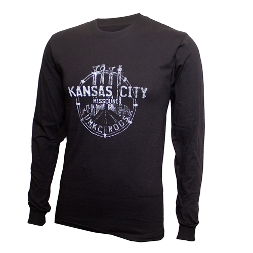 UMKC Roos Kansas City Missouri Cityscape Black Crew Neck Shirt
