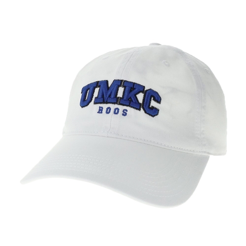 White UMKC Roos Cap Embroidery