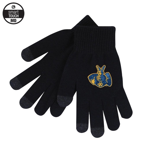 Black UMKC Roos Gloves Embroidery