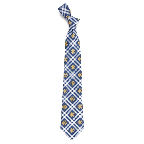 Royal Blue and White UMKC Interlock Plaid Tie