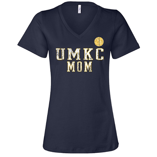 Navy Blue UMKC Mom V-Neck Tee