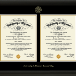 Black and Gold Mats UMKC Double Diploma Frame Gold Embossed Seal Tacoma Wood