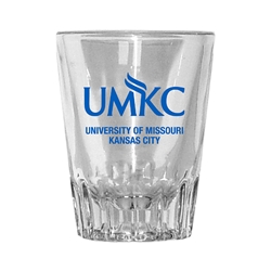 Blue UMKC Academic Logo Clear Shot Glass